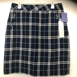Laura Scott plaid skirt navy New